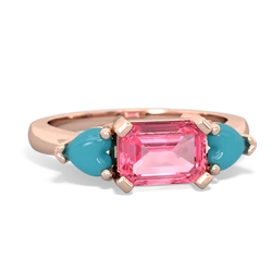 Lab Pink Sapphire Three Stone 14K Rose Gold ring R5235