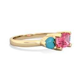 Lab Pink Sapphire Three Stone 14K Yellow Gold ring R5235