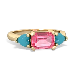 Lab Pink Sapphire Three Stone 14K Yellow Gold ring R5235