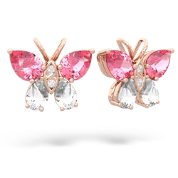 Lab Pink Sapphire Butterfly 14K Rose Gold earrings E2215