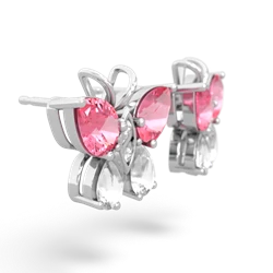 Lab Pink Sapphire Butterfly 14K White Gold earrings E2215