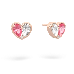 Lab Pink Sapphire 'Our Heart' 14K Rose Gold earrings E5072