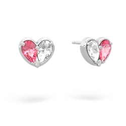 Lab Pink Sapphire 'Our Heart' 14K White Gold earrings E5072