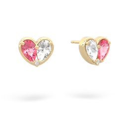 Lab Pink Sapphire 'Our Heart' 14K Yellow Gold earrings E5072