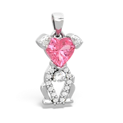 Lab Pink Sapphire Puppy Love 14K White Gold pendant P5800