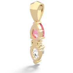 Lab Pink Sapphire Bowtie Drop 14K Yellow Gold pendant P0865