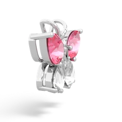 Lab Pink Sapphire Butterfly 14K White Gold pendant P2215