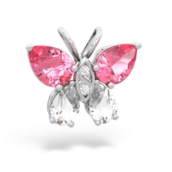 Lab Pink Sapphire Butterfly 14K White Gold pendant P2215