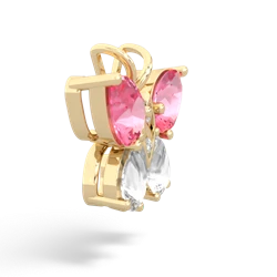 Lab Pink Sapphire Butterfly 14K Yellow Gold pendant P2215