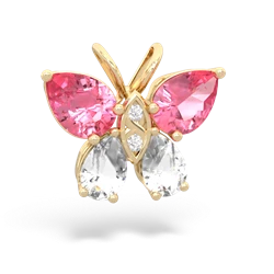 Lab Pink Sapphire Butterfly 14K Yellow Gold pendant P2215