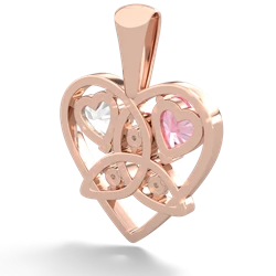 Lab Pink Sapphire Celtic Trinity Heart 14K Rose Gold pendant P5331