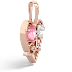 Lab Pink Sapphire Celtic Trinity Heart 14K Rose Gold pendant P5331