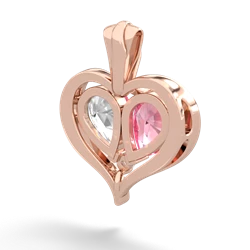 Lab Pink Sapphire Two Become One 14K Rose Gold pendant P5330