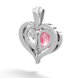 Lab Pink Sapphire Two Become One 14K White Gold pendant P5330