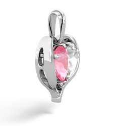 Lab Pink Sapphire Two Become One 14K White Gold pendant P5330