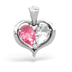 Lab Pink Sapphire Two Become One 14K White Gold pendant P5330