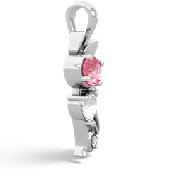 Lab Pink Sapphire Kitten 14K White Gold pendant P5780