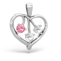 Lab Pink Sapphire Glowing Heart 14K White Gold pendant P2233