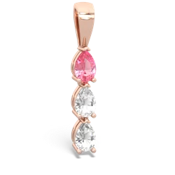 Lab Pink Sapphire Dew Drops 14K Rose Gold pendant P2251