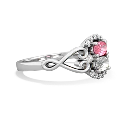 Lab Pink Sapphire Love Nest 14K White Gold ring R5860