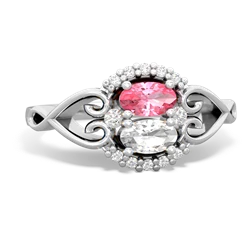 Lab Pink Sapphire Love Nest 14K White Gold ring R5860