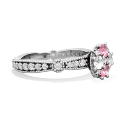 Lab Pink Sapphire Sparkling Tiara Cluster 14K White Gold ring R26293RD