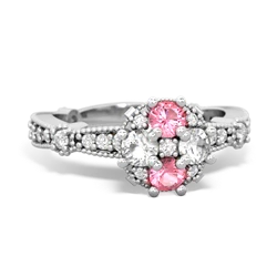 Lab Pink Sapphire Sparkling Tiara Cluster 14K White Gold ring R26293RD