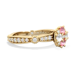 Lab Pink Sapphire Sparkling Tiara Cluster 14K Yellow Gold ring R26293RD