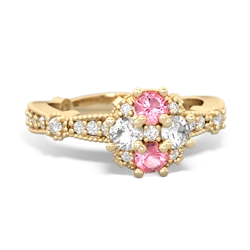 Lab Pink Sapphire Sparkling Tiara Cluster 14K Yellow Gold ring R26293RD