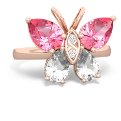 Lab Pink Sapphire Butterfly 14K Rose Gold ring R2215