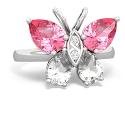 Lab Pink Sapphire Butterfly 14K White Gold ring R2215