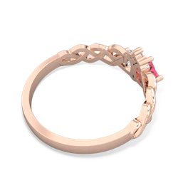 Lab Pink Sapphire Heart To Heart Braid 14K Rose Gold ring R5870
