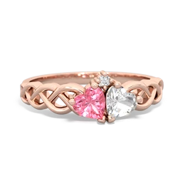 Lab Pink Sapphire Heart To Heart Braid 14K Rose Gold ring R5870