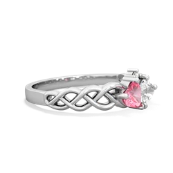 Lab Pink Sapphire Heart To Heart Braid 14K White Gold ring R5870