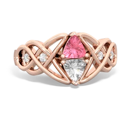 Lab Pink Sapphire Keepsake Celtic Knot 14K Rose Gold ring R5300