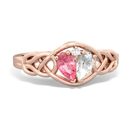 Lab Pink Sapphire Celtic Love Knot 14K Rose Gold ring R5420