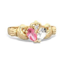 Lab Pink Sapphire 'Our Heart' Claddagh 14K Yellow Gold ring R2388