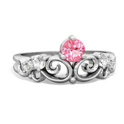 Lab Pink Sapphire Crown Keepsake 14K White Gold ring R5740