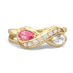 Lab Pink Sapphire Diamond Infinity 14K Yellow Gold ring R5390