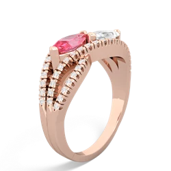 Lab Pink Sapphire Diamond Rivers 14K Rose Gold ring R3070