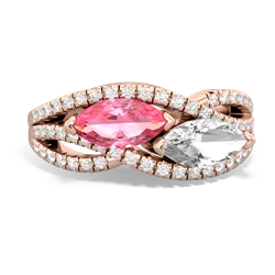 Lab Pink Sapphire Diamond Rivers 14K Rose Gold ring R3070