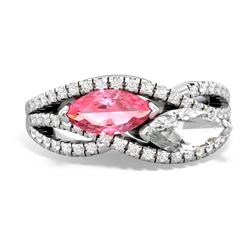 Lab Pink Sapphire Diamond Rivers 14K White Gold ring R3070