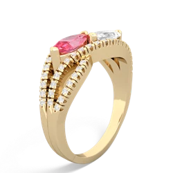 Lab Pink Sapphire Diamond Rivers 14K Yellow Gold ring R3070