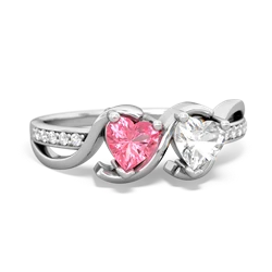 Lab Pink Sapphire Side By Side 14K White Gold ring R3090