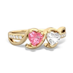 Lab Pink Sapphire Side By Side 14K Yellow Gold ring R3090