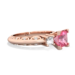 Lab Pink Sapphire Eternal Embrace Engagement 14K Rose Gold ring C2001