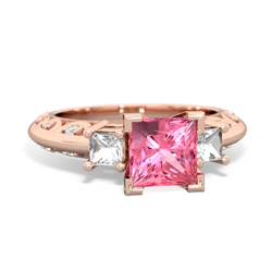 Lab Pink Sapphire Eternal Embrace Engagement 14K Rose Gold ring C2001