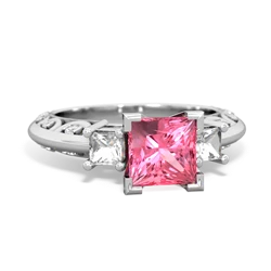 Lab Pink Sapphire Eternal Embrace Engagement 14K White Gold ring C2001