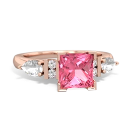 Lab Pink Sapphire 6Mm Princess Eternal Embrace Engagement 14K Rose Gold ring C2002