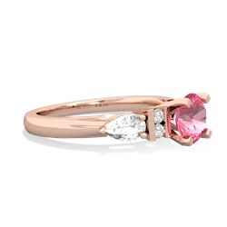 Lab Pink Sapphire 6Mm Round Eternal Embrace Engagement 14K Rose Gold ring R2005